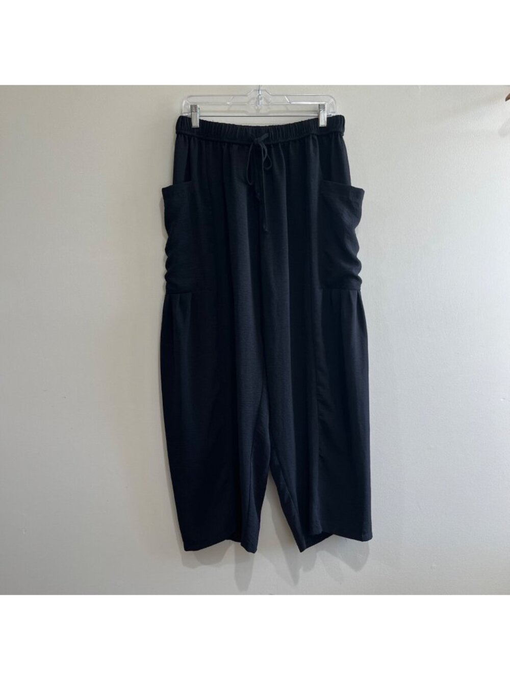 Barrel Wide Leg Pants Womens XL Pockets Polyester Blend Baggy Comfort